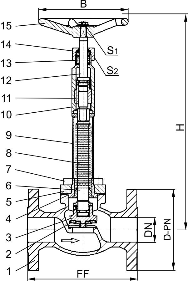 Typ 03252 - Durchgangsventil mit Faltenbalg